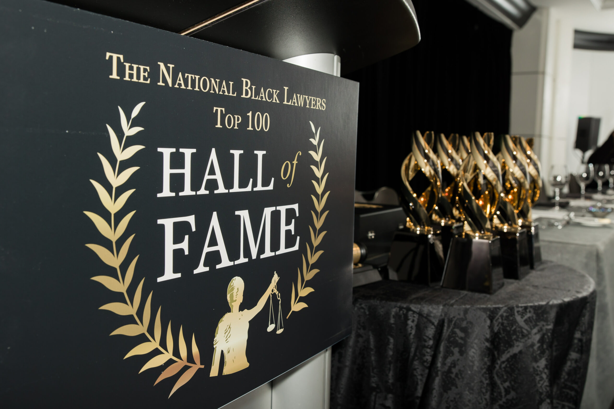 The podium and awards shown at the NBL Hall of Fame